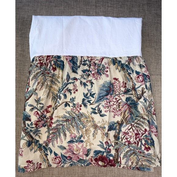Ralph Lauren TANGIER Bed Skirt QUEEN Dust Ruffle Muted Floral Gold Red 18" Split - Picture 1 of 9